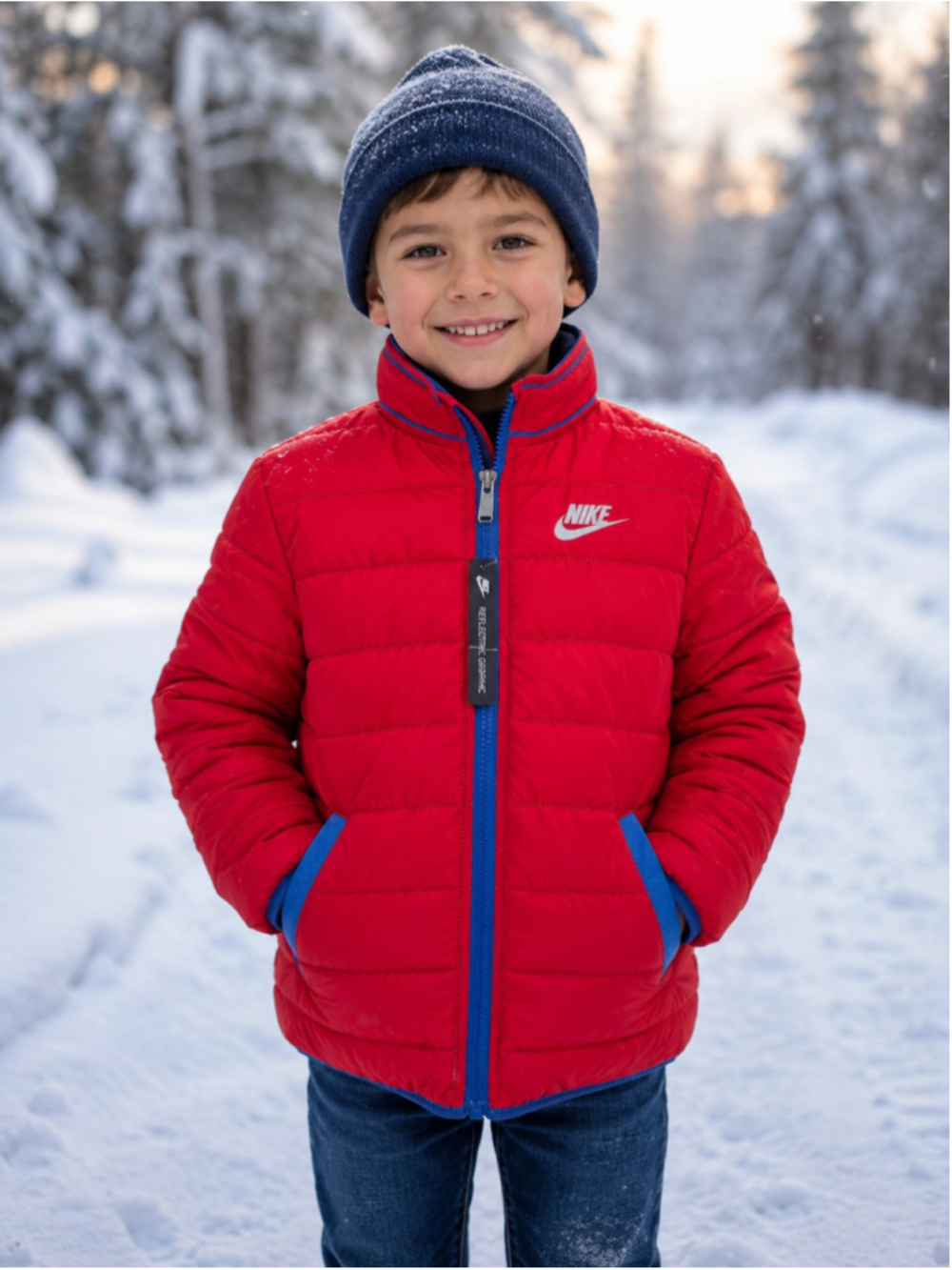 Nike Red & Blue Puffer Jacket Boys Size 6